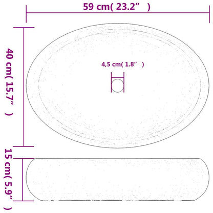 Lavabo da Appoggio Bianco e Oro Ovale 59x40x15 cm Ceramica | homemem39