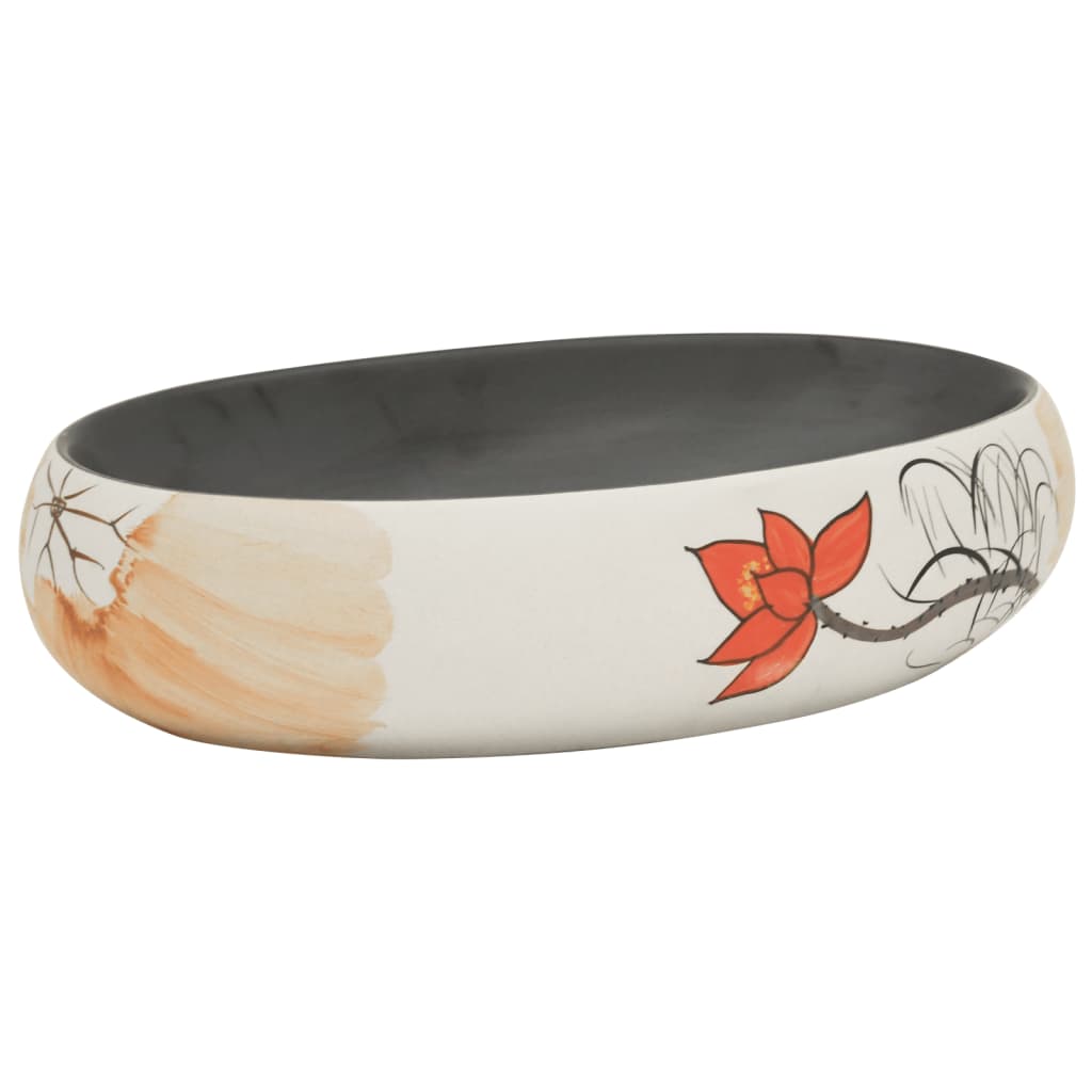 Lavabo da Appoggio Multicolore Ovale 59x40x15 cm Ceramica - homemem39