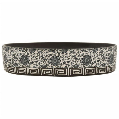 Lavabo da Appoggio Nero e Blu Ovale 56,5x36,5x13,5 cm Ceramica