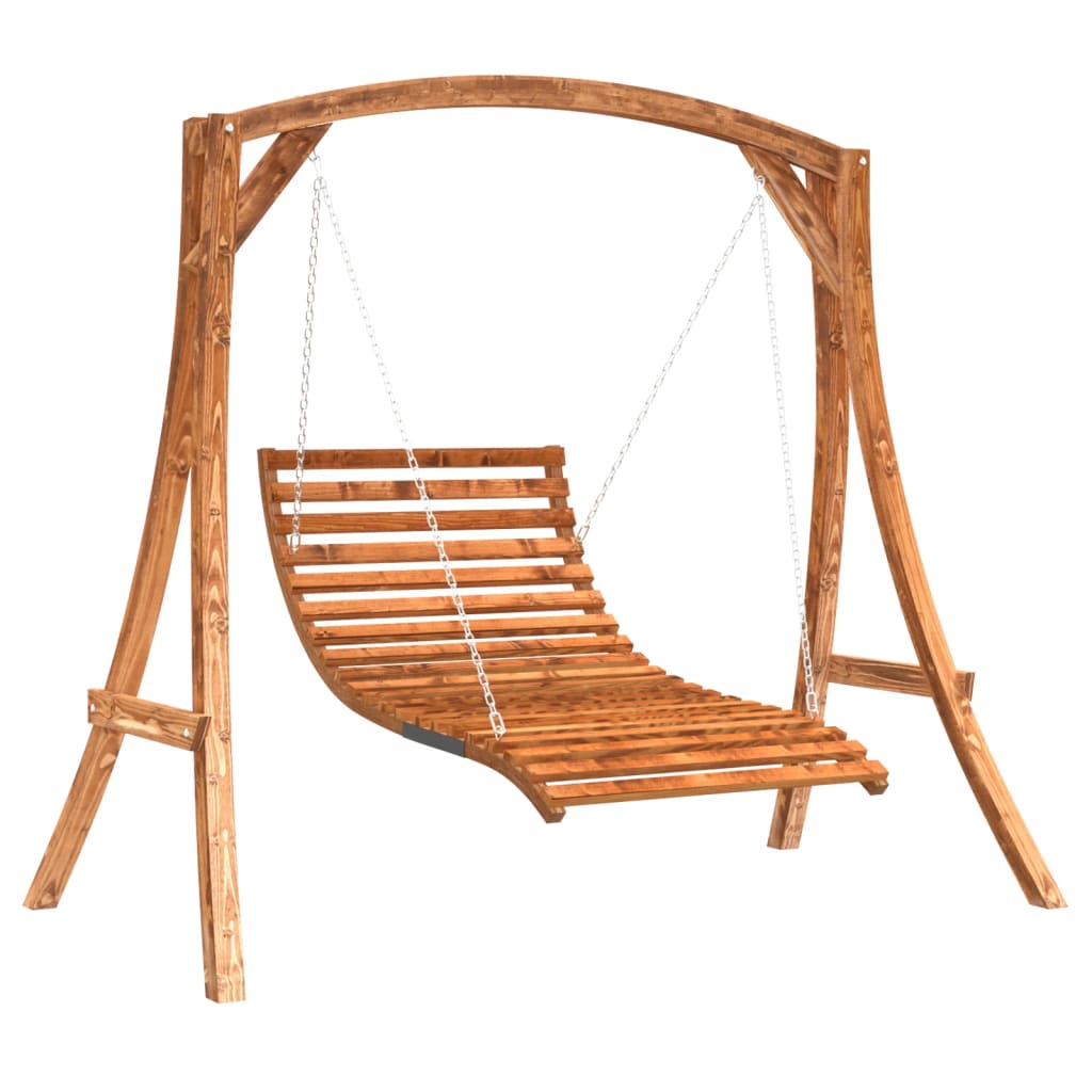 Letto a Dondolo in Legno Massello di Abete con Finitura in teak - homemem39