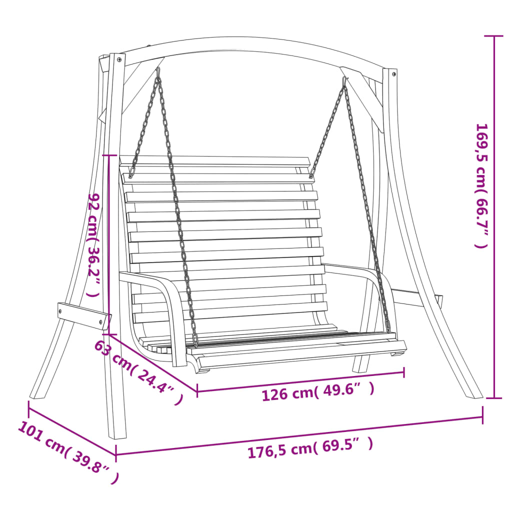 Panca a Dondolo in Legno Massello di Abete con Finitura in Teak - homemem39