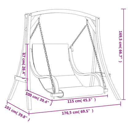 Sedia a Dondolo con Cuscino Massello di Abete Finitura in Teak - homemem39