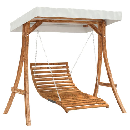 Letto a Dondolo con Tetto Massello di Abete Finitura in Teak - homemem39