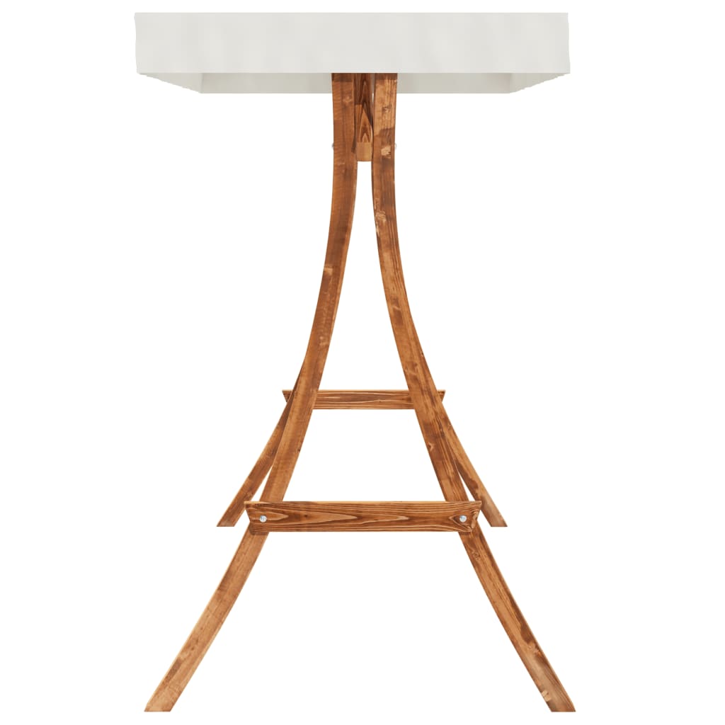 Sedia a Dondolo con Cuscino e Tetto in Legno Massello di Abete - homemem39