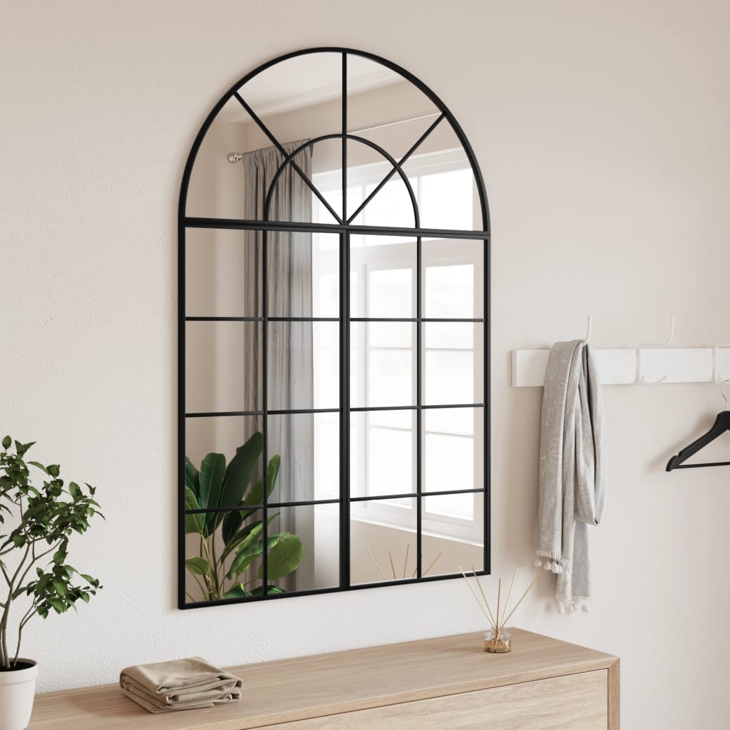 Specchio da Parete Nero 80x120 cm Arco in Ferro | homemem39