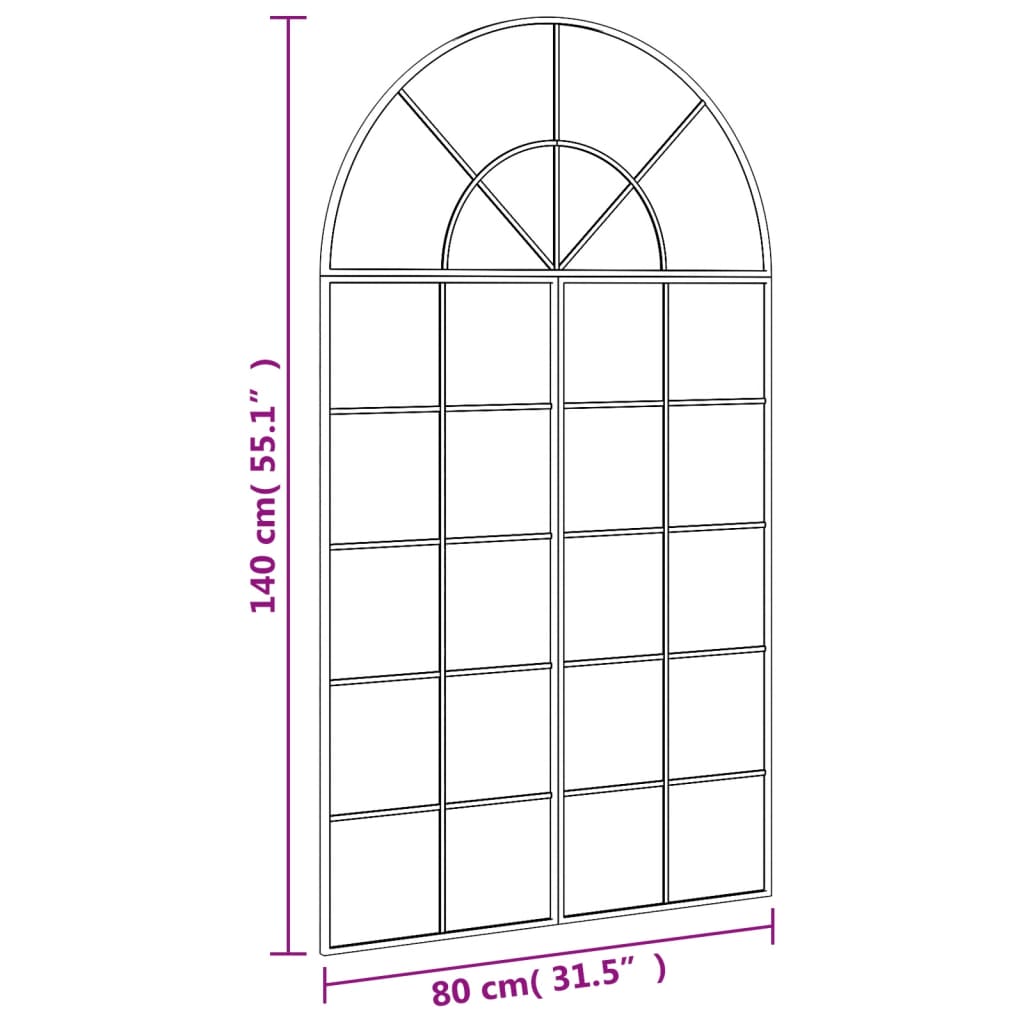 Specchio da Parete Nero 80x140 cm Arco in Ferro | homemem39