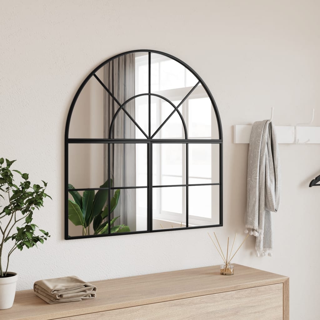 Specchio da Parete Nero 80x80 cm Arco in Ferro | homemem39