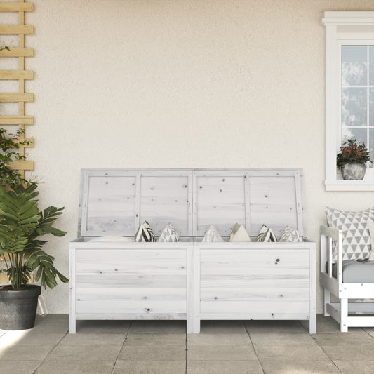Contenitore Giardino Bianco 150x50x56,5 cm Legno Massello Abete - homemem39