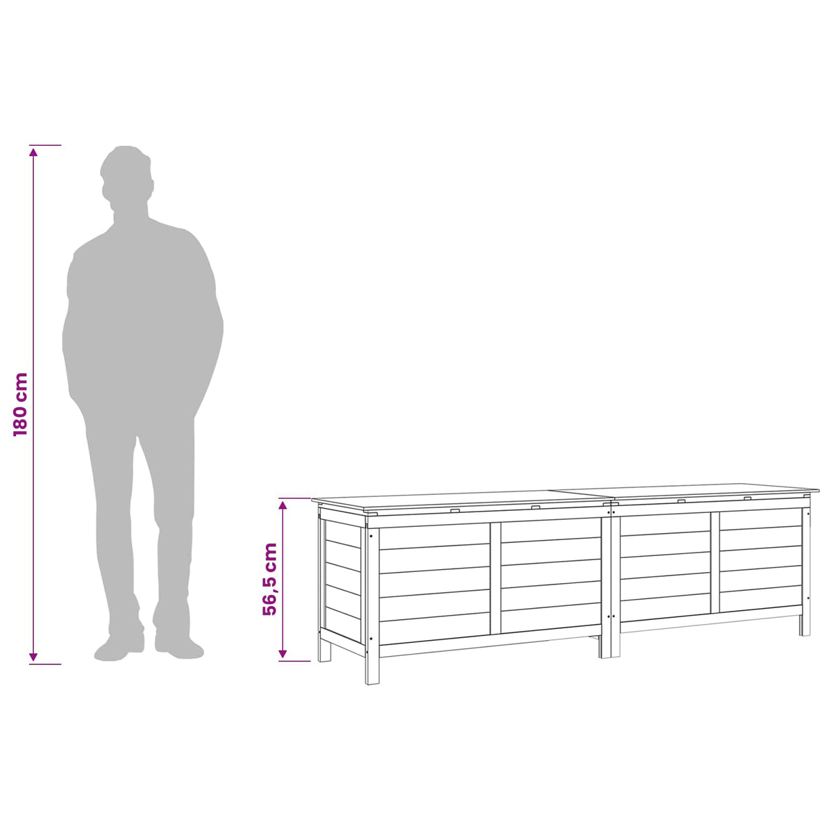 Contenitore da Giardino 198,5x50x56,5cm Legno Massello di Abete
