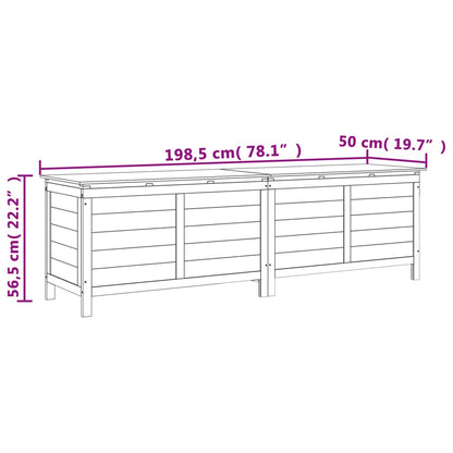 Contenitore da Giardino Bianco 198,5x50x56,5 cm Massello Abete