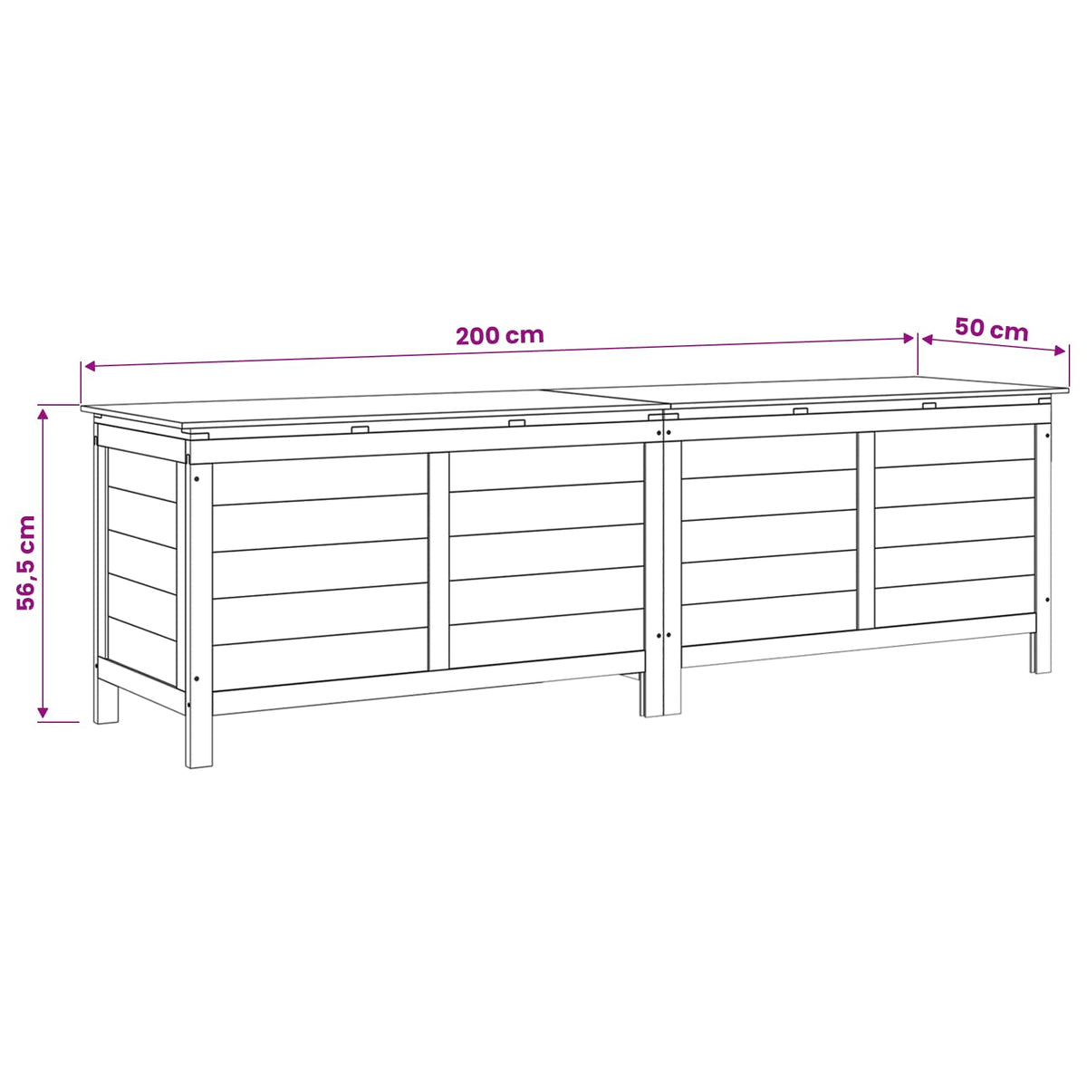 Contenitore da Giardino Bianco 198,5x50x56,5 cm Massello Abete