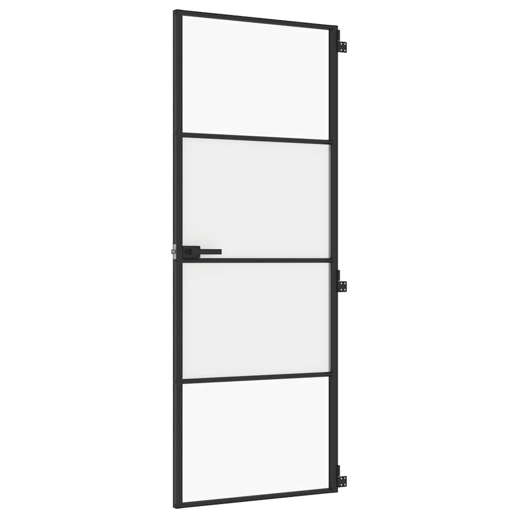 Porta per Interni Nera 76x201,5cm Vetro Temperato e Alluminio | homemem39