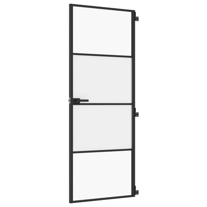Porta per Interni Nera 76x201,5cm Vetro Temperato e Alluminio | homemem39