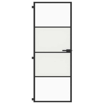 Porta per Interni Nera 76x201,5cm Vetro Temperato e Alluminio | homemem39