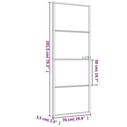 Porta per Interni Nera 76x201,5cm Vetro Temperato e Alluminio | homemem39