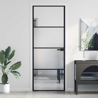 Porta per Interni Nera 76x201,5cm Vetro Temperato e Alluminio | homemem39