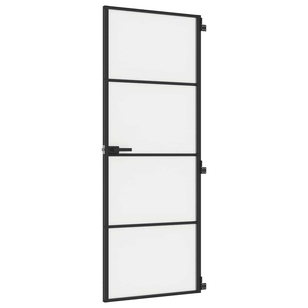 Porta per Interni Nera 76x201,5cm Vetro Temperato e Alluminio | homemem39