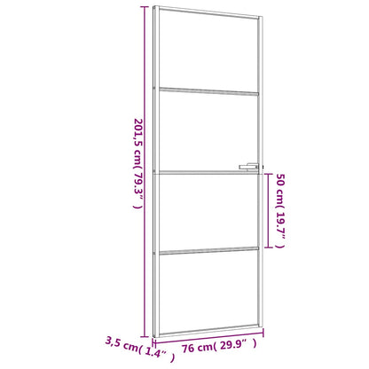 Porta per Interni Nera 76x201,5cm Vetro Temperato e Alluminio | homemem39
