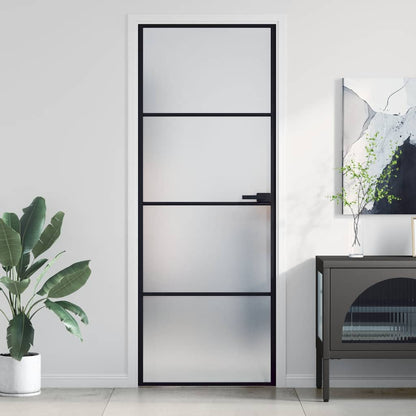 Porta per Interni Nera 76x201,5cm Vetro Temperato e Alluminio | homemem39