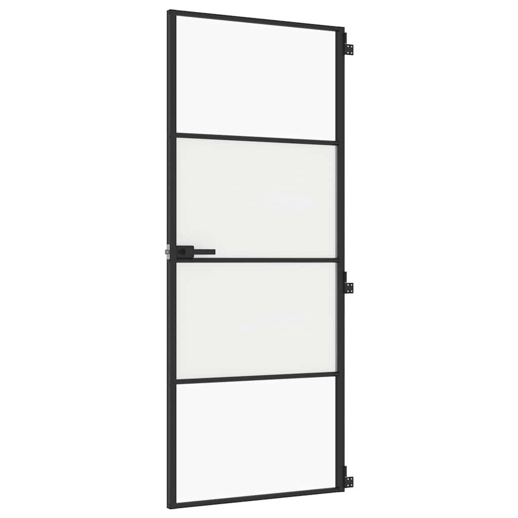 Porta per Interni Nera 83x201,5cm Vetro Temperato e Alluminio | homemem39