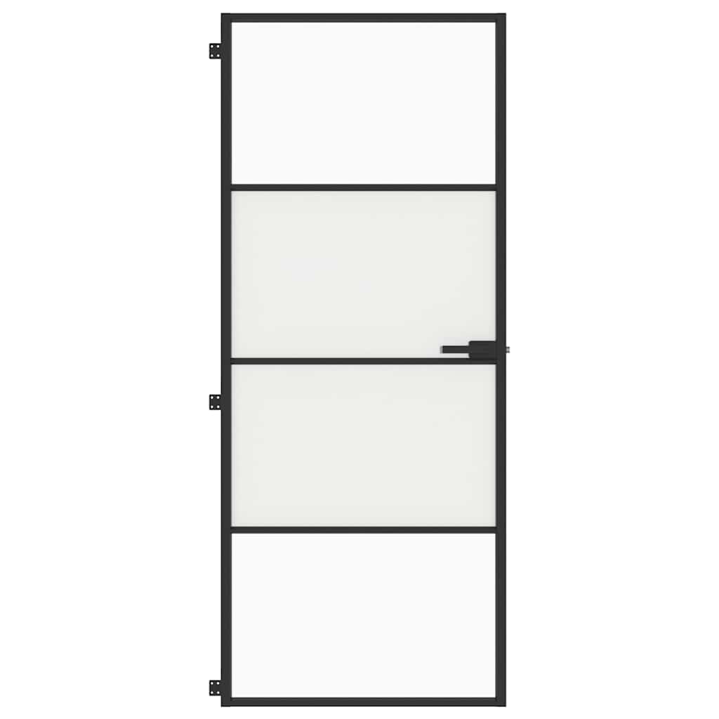 Porta per Interni Nera 83x201,5cm Vetro Temperato e Alluminio | homemem39