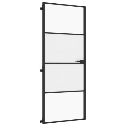 Porta per Interni Nera 83x201,5cm Vetro Temperato e Alluminio | homemem39