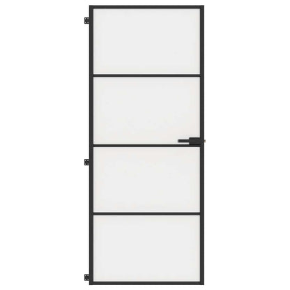 Porta Interni Sottile Nera 83x201,5cm Vetro Temperato Alluminio | homemem39