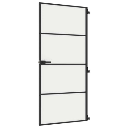 Porta Interni Sottile Nera 93x201,5cm Vetro Temperato Alluminio | homemem39