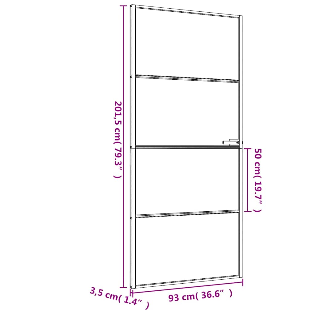 Porta Interni Sottile Nera 93x201,5cm Vetro Temperato Alluminio | homemem39