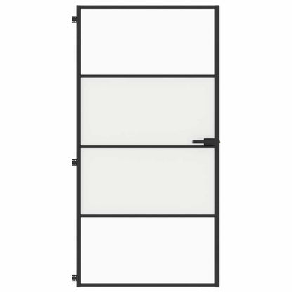 Porta Interni Sottile Nera 102,5x201,5Vetro Temperato Alluminio