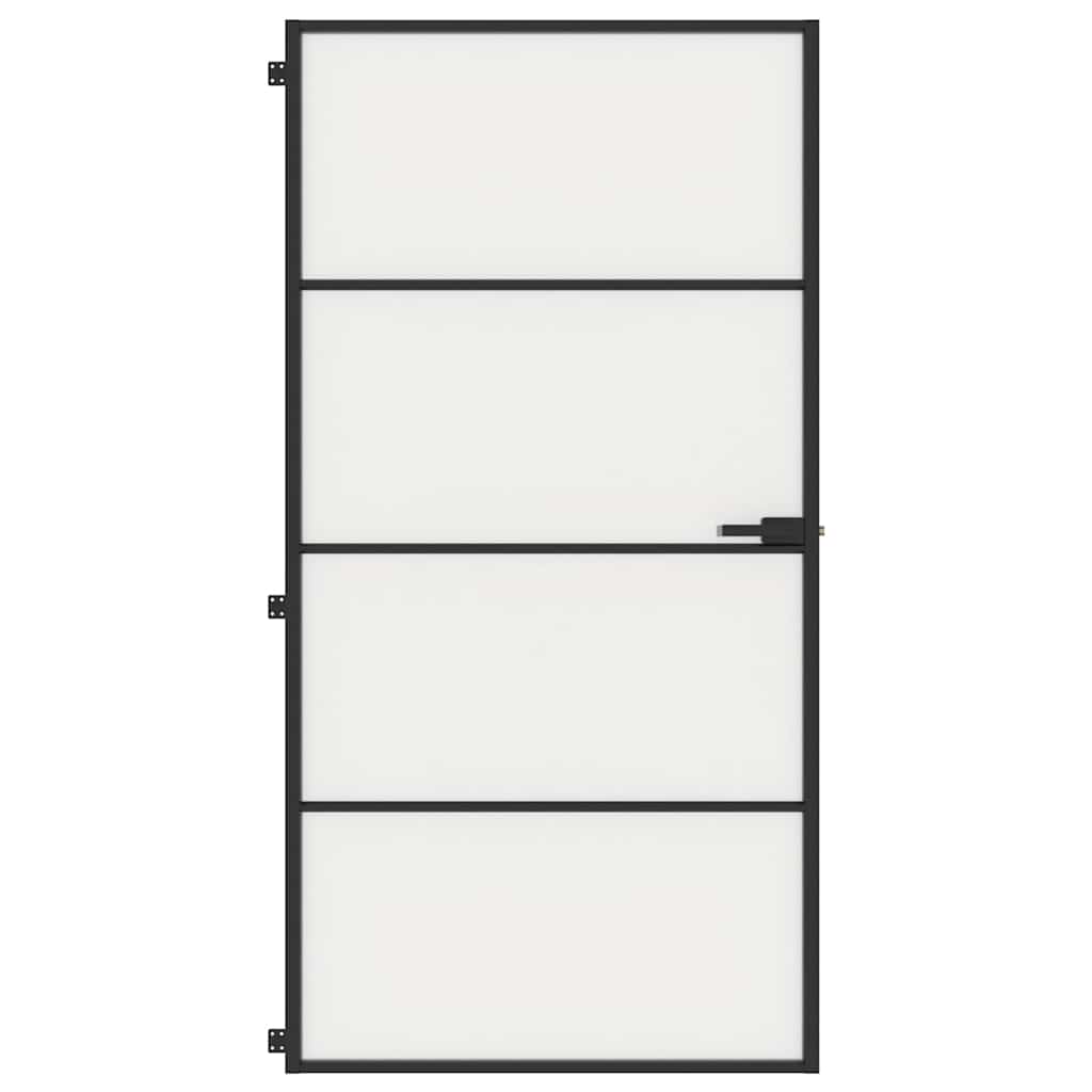 Porta Interni Sottile Nera 102,5x201,5Vetro Temperato Alluminio | homemem39
