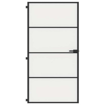 Porta Interni Sottile Nera 102,5x201,5Vetro Temperato Alluminio | homemem39