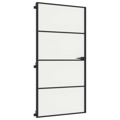 Porta Interni Sottile Nera 102,5x201,5Vetro Temperato Alluminio | homemem39