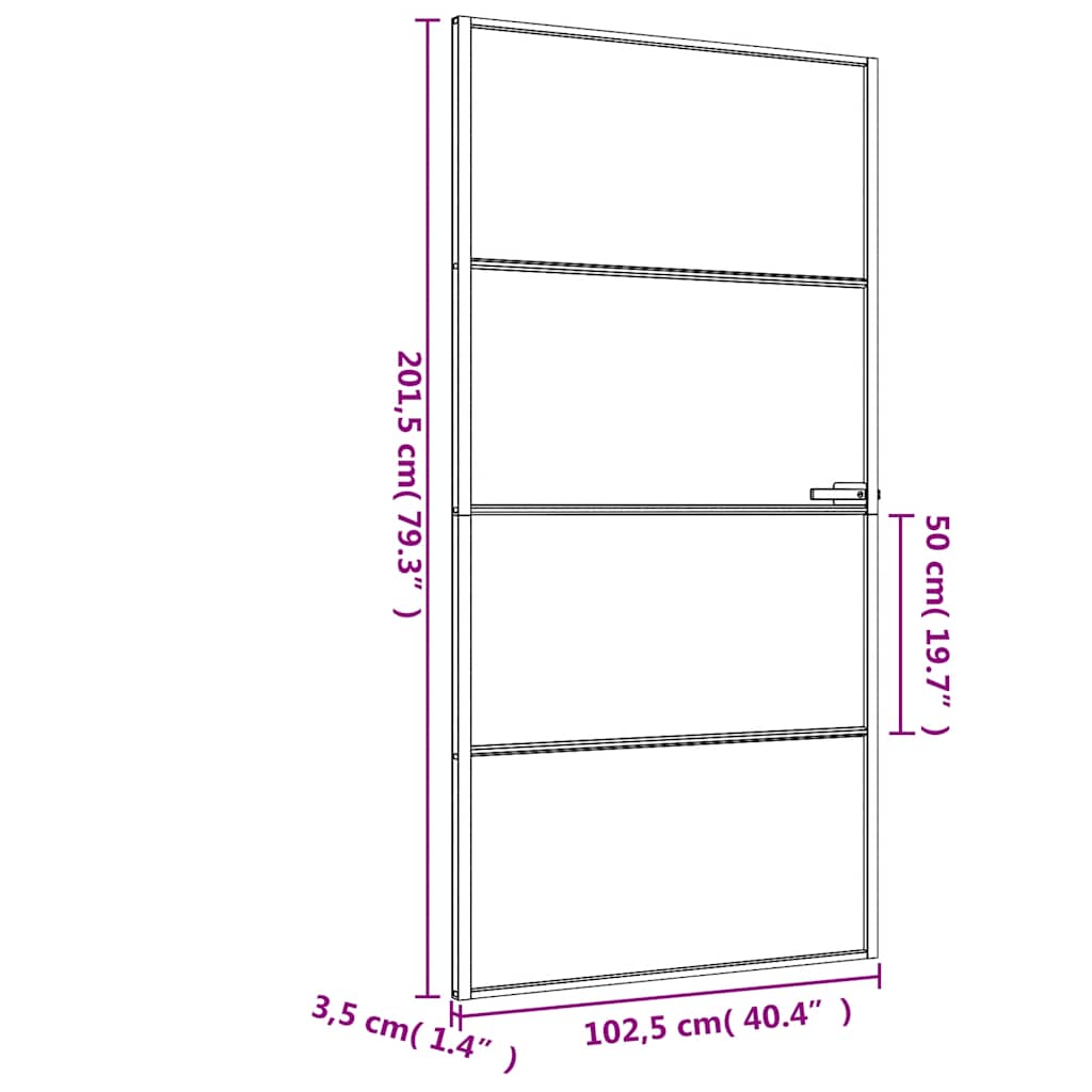 Porta Interni Sottile Nera 102,5x201,5Vetro Temperato Alluminio | homemem39
