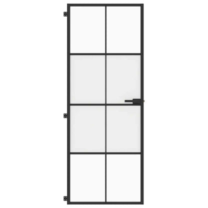 Porta Interni Sottile Nera 76x201,5cm Vetro Temperato Alluminio | homemem39