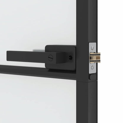 Porta Interni Sottile Nera 76x201,5cm Vetro Temperato Alluminio | homemem39