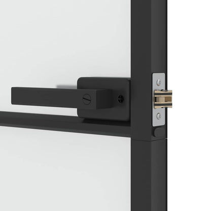 Porta Interni Sottile Nera 76x201,5cm Vetro Temperato Alluminio | homemem39