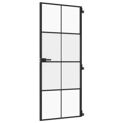 Porta Interni Sottile Nera 83x201,5cm Vetro Temperato Alluminio | homemem39