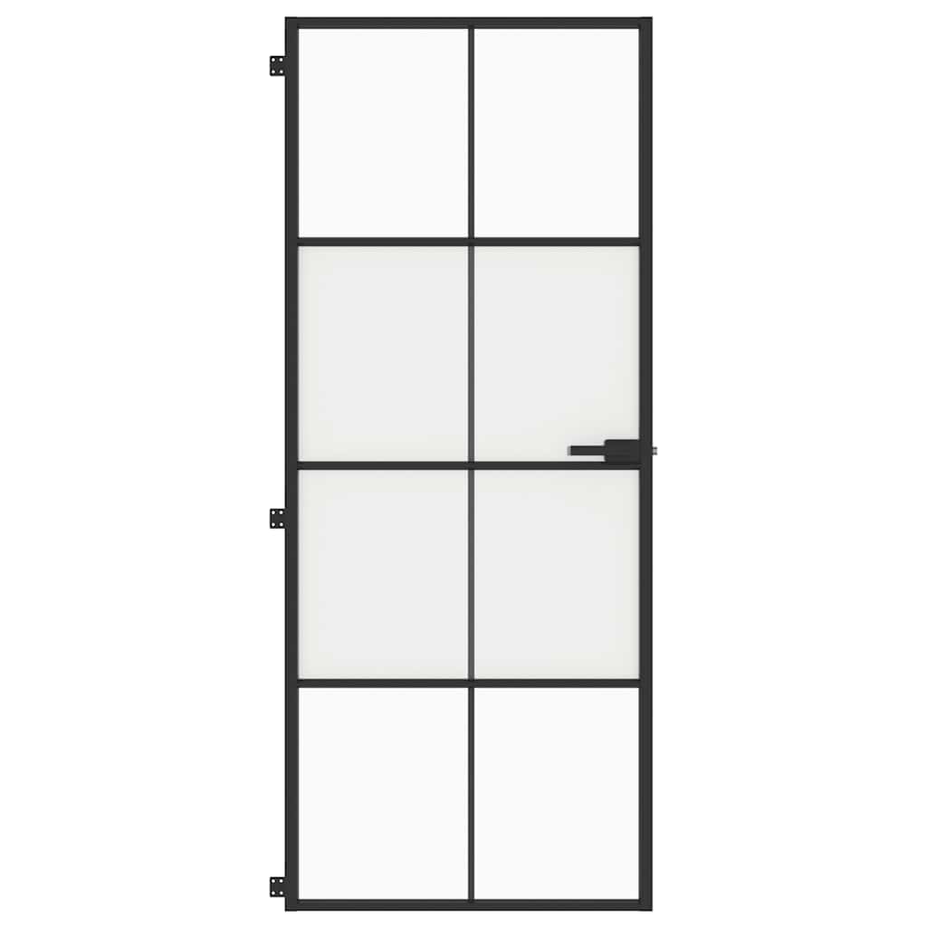 Porta Interni Sottile Nera 83x201,5cm Vetro Temperato Alluminio | homemem39
