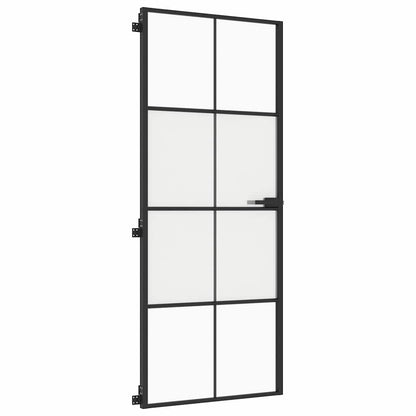 Porta Interni Sottile Nera 83x201,5cm Vetro Temperato Alluminio | homemem39