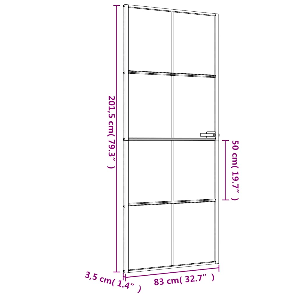 Porta Interni Sottile Nera 83x201,5cm Vetro Temperato Alluminio | homemem39