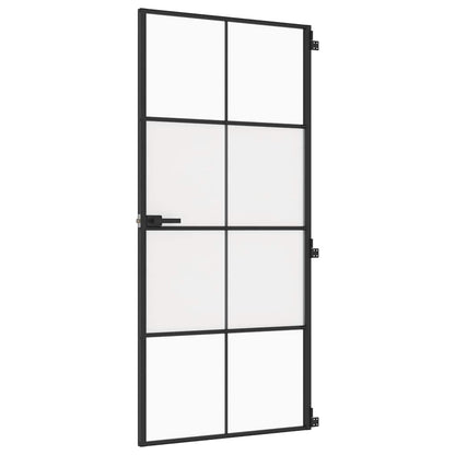 Porta Interni Sottile Nera 93x201,5cm Vetro Temperato Alluminio | homemem39