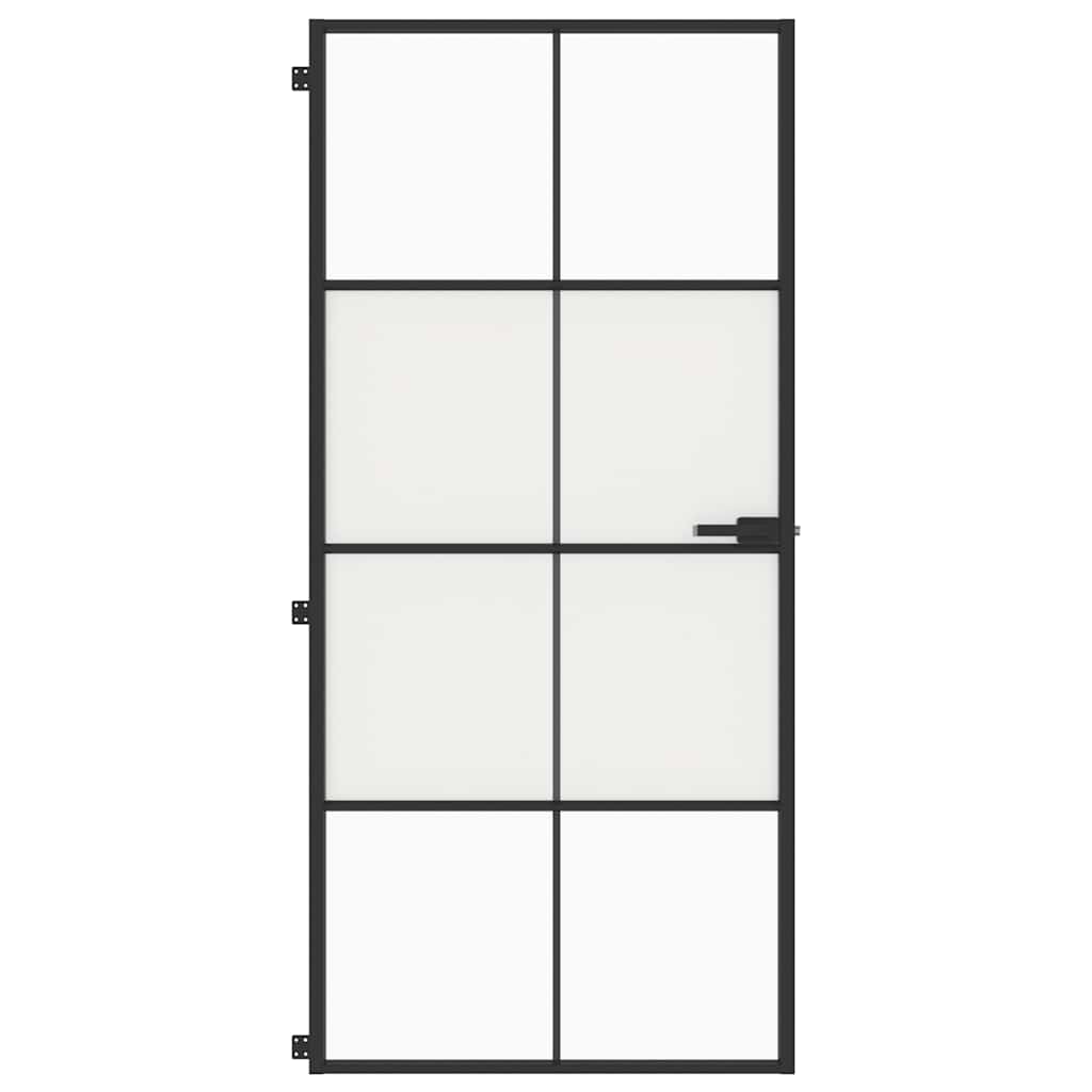 Porta Interni Sottile Nera 93x201,5cm Vetro Temperato Alluminio | homemem39