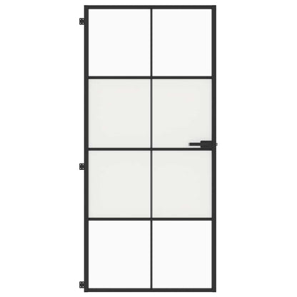 Porta Interni Sottile Nera 93x201,5cm Vetro Temperato Alluminio | homemem39