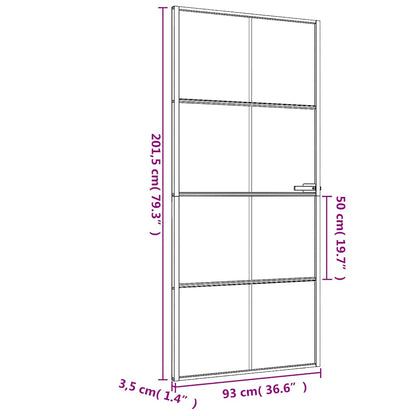 Porta Interni Sottile Nera 93x201,5cm Vetro Temperato Alluminio - homemem39