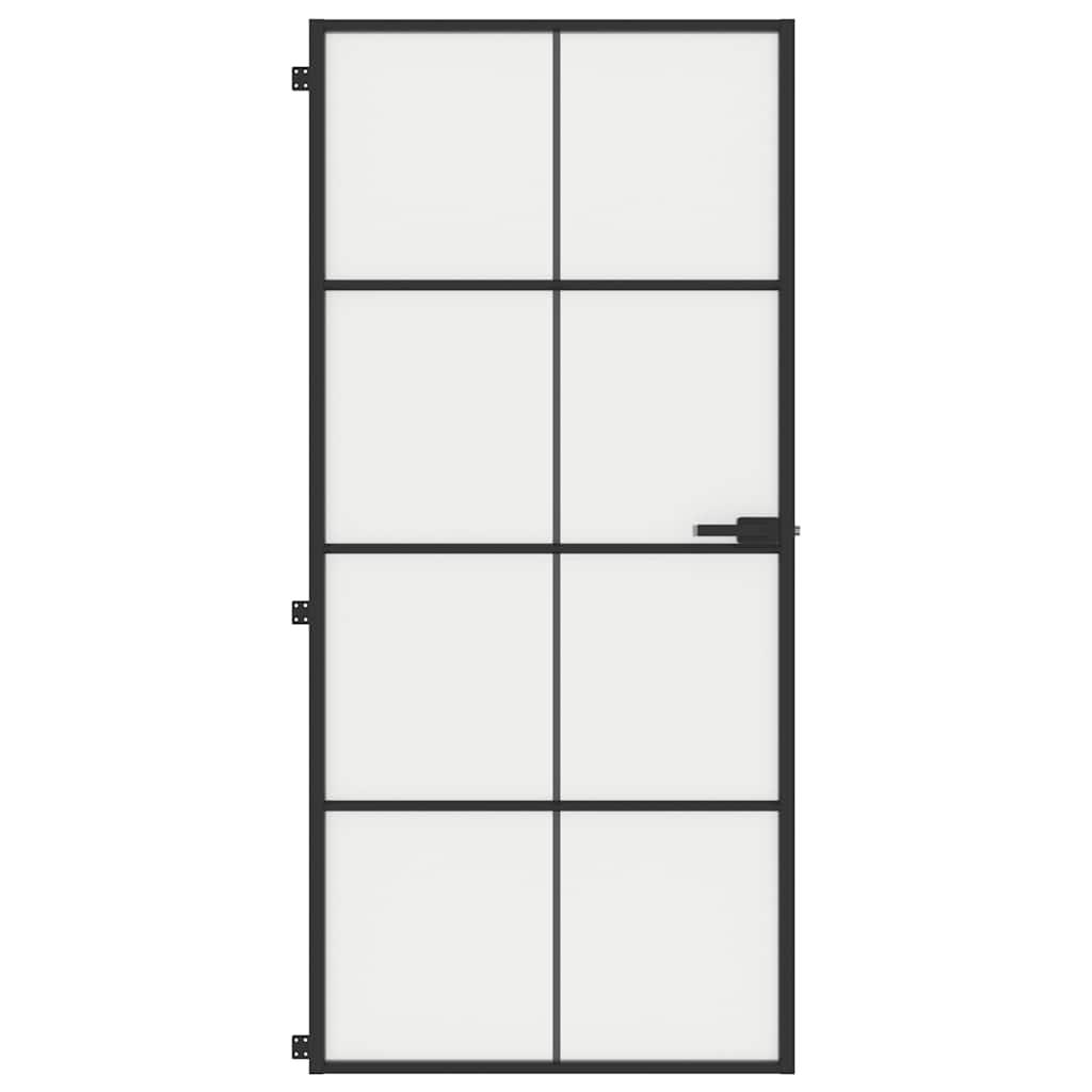 Porta Interni Sottile Nera 93x201,5cm Vetro Temperato Alluminio | homemem39