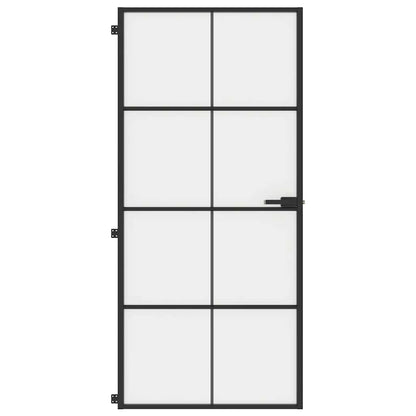 Porta Interni Sottile Nera 93x201,5cm Vetro Temperato Alluminio - homemem39