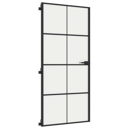 Porta Interni Sottile Nera 93x201,5cm Vetro Temperato Alluminio | homemem39