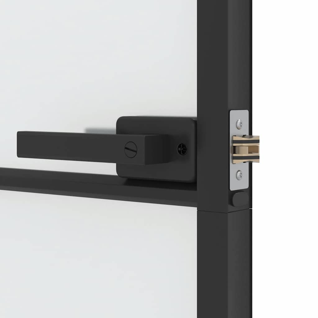 Porta Interni Sottile Nera 93x201,5cm Vetro Temperato Alluminio | homemem39