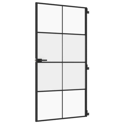 Porta Interni Sottile Nera 102,5x201,5Vetro Temperato Alluminio - homemem39
